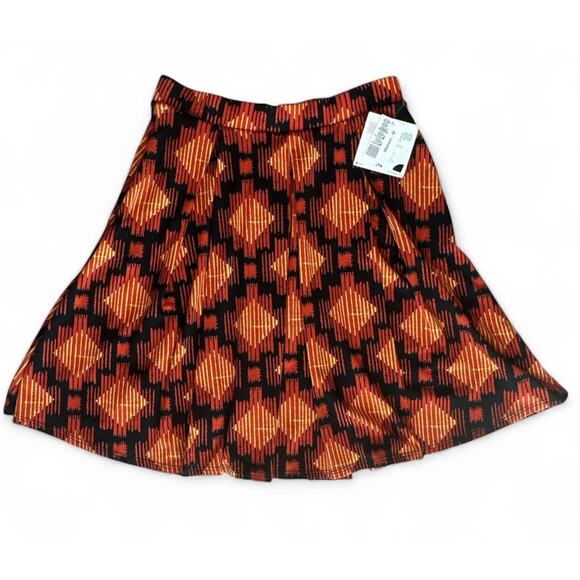 LuLaRoe MADISON Pleated Skirt Medium Halloween Geometric Pockets Fall Orange NEW - Picture 1 of 5